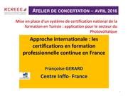 Exemple de certification de la formation en France