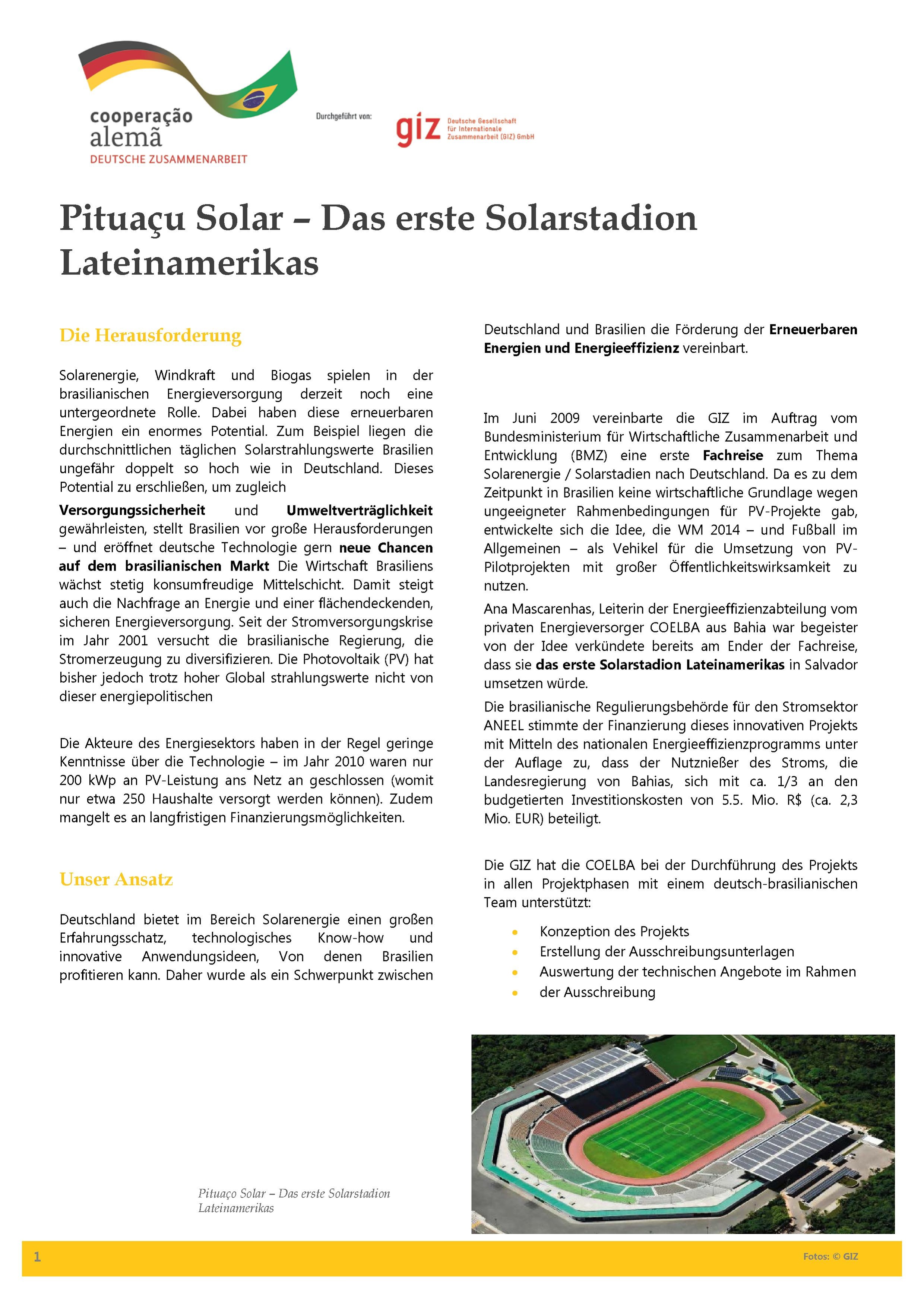 Pituaçu Solar - Das erste Solarstadion Lateinamerikas (2012)