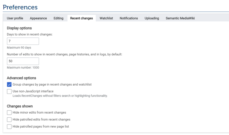 Energypedia Preferences Recent Changes.png